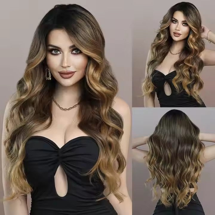 Synthetic Lace Front Wig Hair Body Wave 13x6 HD Copper Brown Highlighted Lace Front Wig with Baby Hair Wig for Women