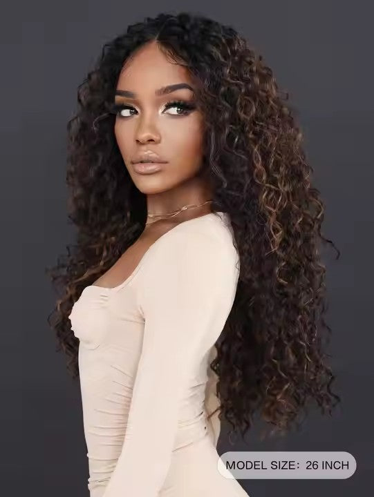 Black Blonde Lace Front Wig African Curly Black Women's Central Water Wave Wig Kanikalon Synthetic Wig