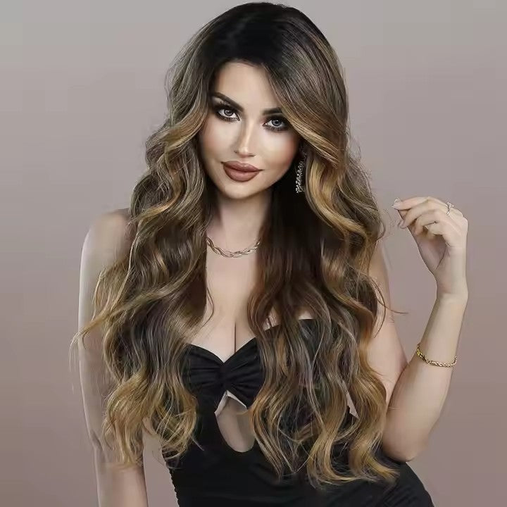 Synthetic Lace Front Wig Hair Body Wave 13x6 HD Copper Brown Highlighted Lace Front Wig with Baby Hair Wig for Women