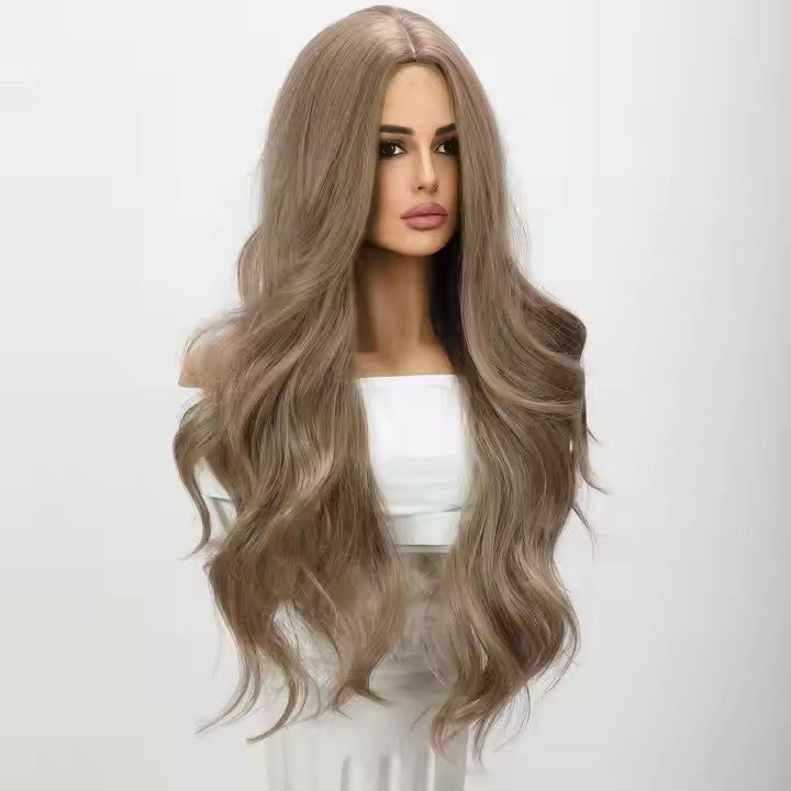Ash Brown Long Wig with Elegant Big Waves