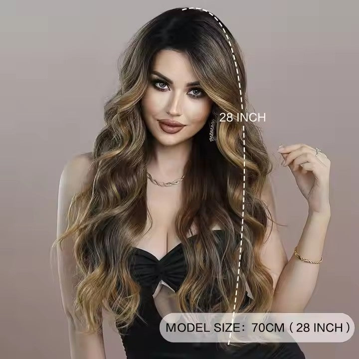 Synthetic Lace Front Wig Hair Body Wave 13x6 HD Copper Brown Highlighted Lace Front Wig with Baby Hair Wig for Women