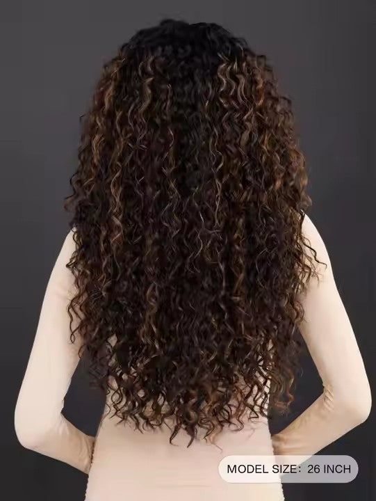 Black Blonde Lace Front Wig African Curly Black Women's Central Water Wave Wig Kanikalon Synthetic Wig