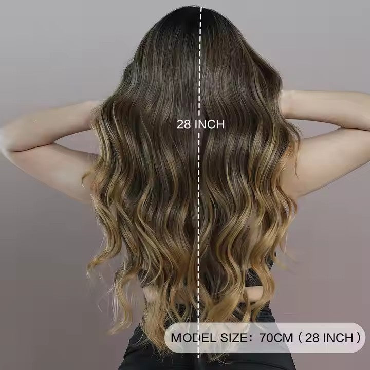 Synthetic Lace Front Wig Hair Body Wave 13x6 HD Copper Brown Highlighted Lace Front Wig with Baby Hair Wig for Women